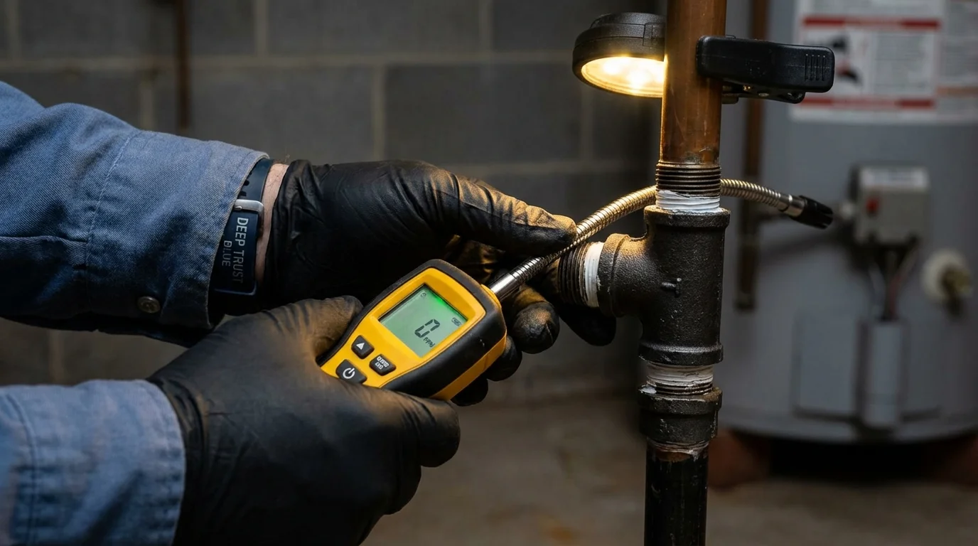 Gas leak detection with electronic sniffer by Johns Plumbing LLC in Cloverport